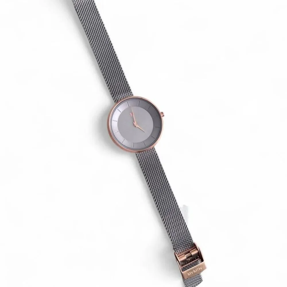 Rose Gold & Silver Dark Metal Watch